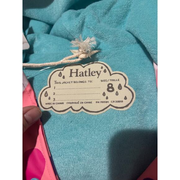 Hatley 8 pink color changing heart raincoat terry lining hooded pockets nwt - Picture 4 of 10